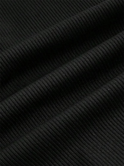 Lettuce Trim Casual Rib-knit Elastic Flared Pants