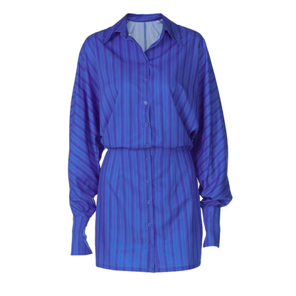 Stephanie Fashion Striped Shirt Dress