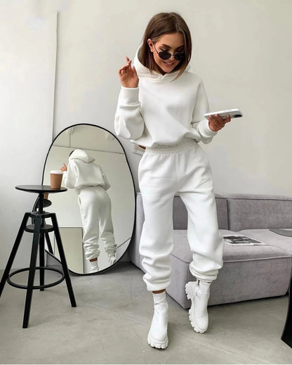 Pullover Hooded Two Piece Pants Set