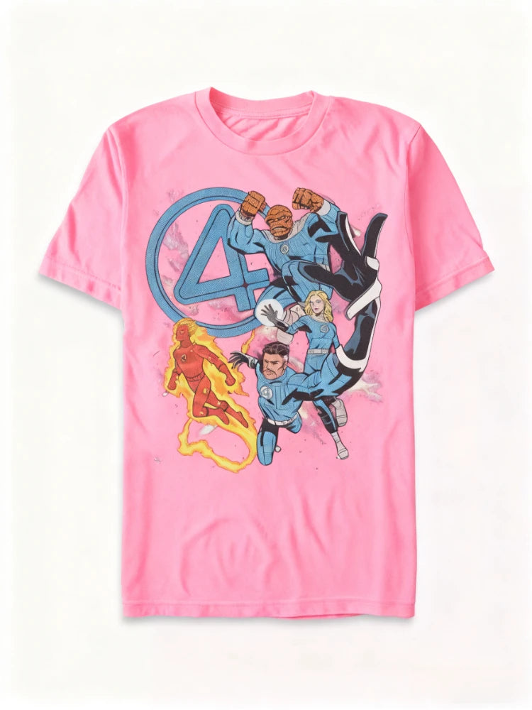 Fantastic Four Comic Print Short Sleeve T-Shirt