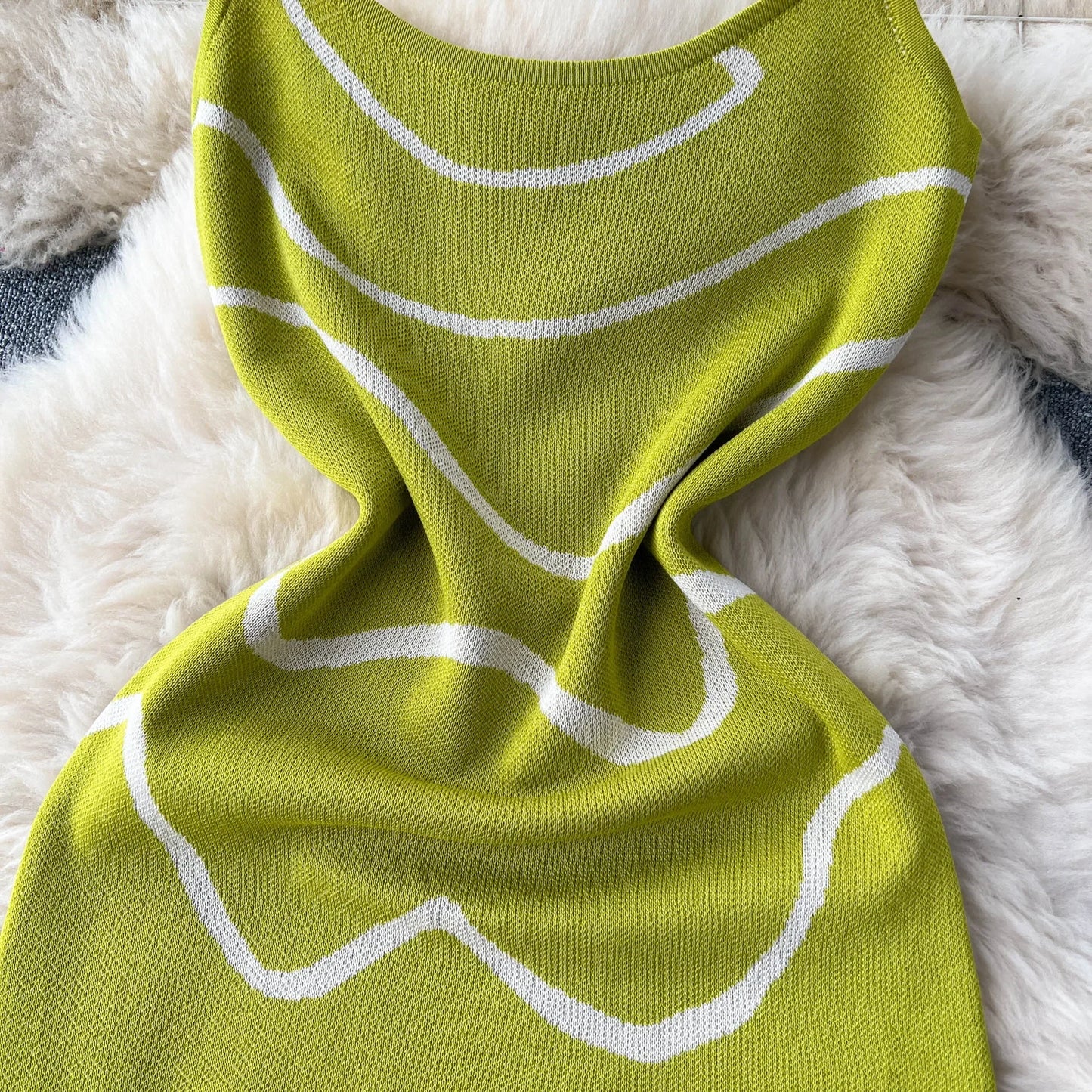 Wavy Lines Fashion Elastic Long Dress