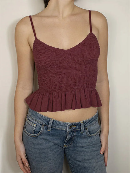 Ruffles Hem Casual Tank Top