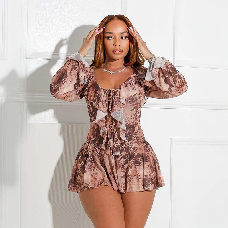 Rachel Collar Flared Long Sleeve Dress