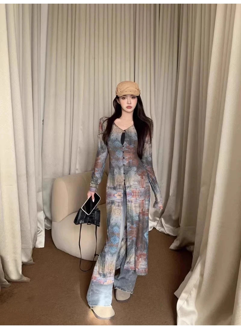 Retro Oil Painting Cardigan