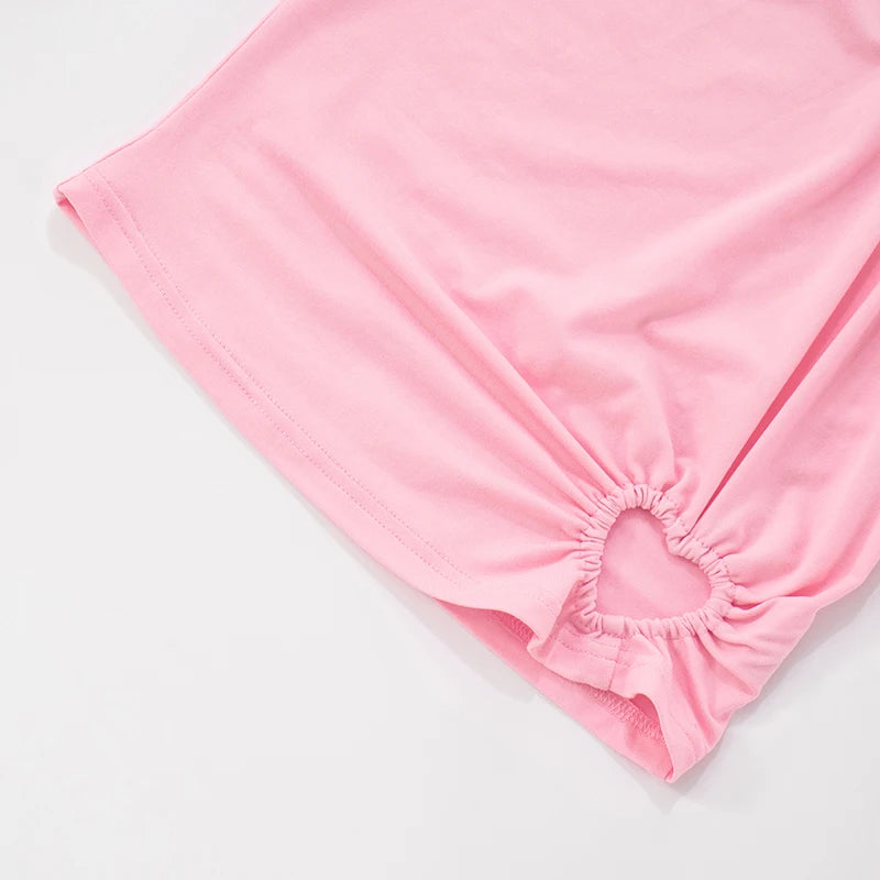 Carina Solid Color Love Hollow Out Long-Sleeve Top