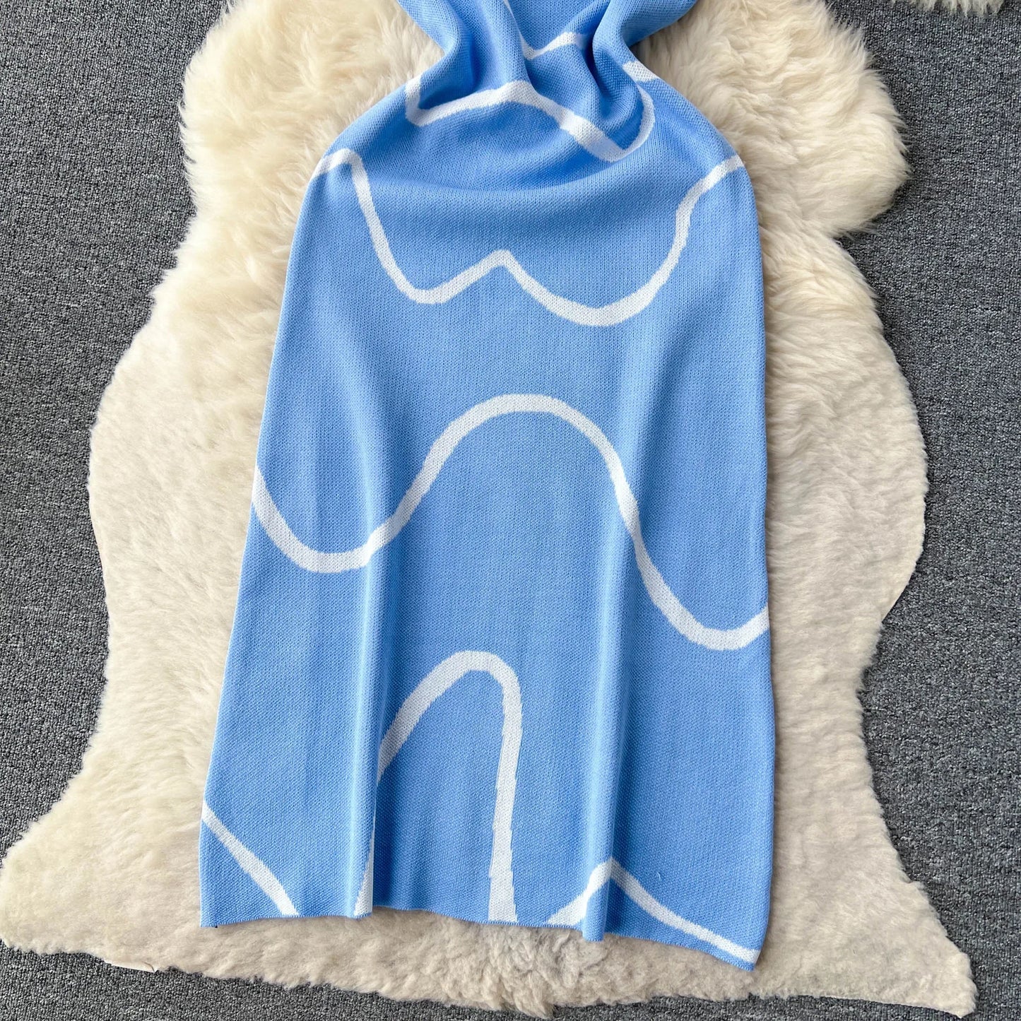 Wavy Lines Fashion Elastic Long Dress