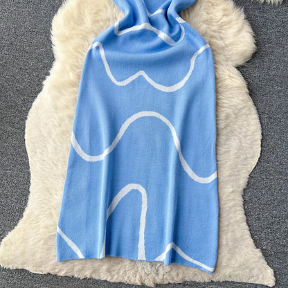 Wavy Lines Fashion Elastic Long Dress