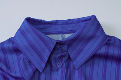 Stephanie Fashion Striped Shirt Dress