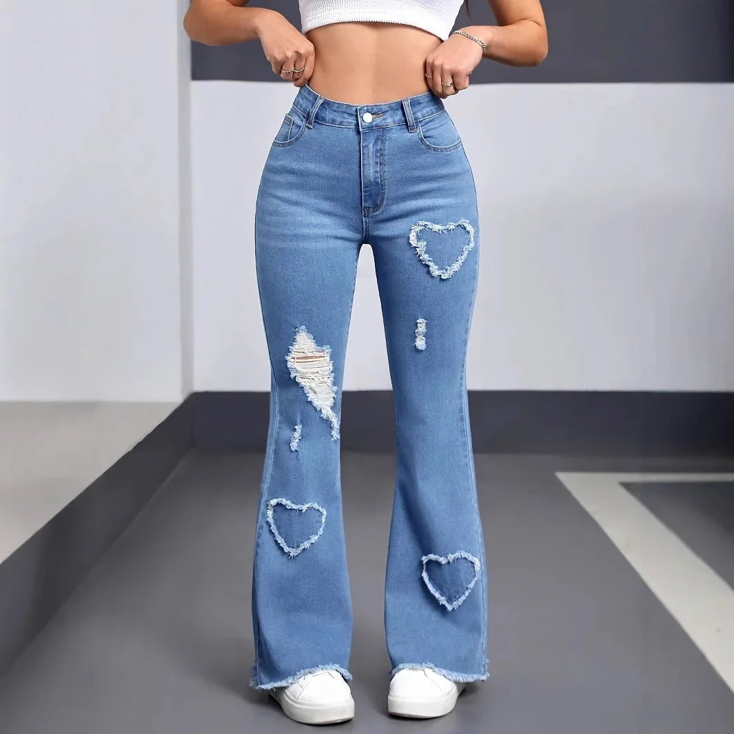 Love Denim Flared Distressed Pants