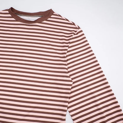 Riley Color-Block Striped Long-Sleeve Crew Neck Short Dress