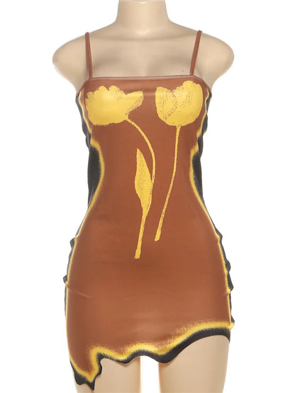 My Honey Tulip Print Mini Dress