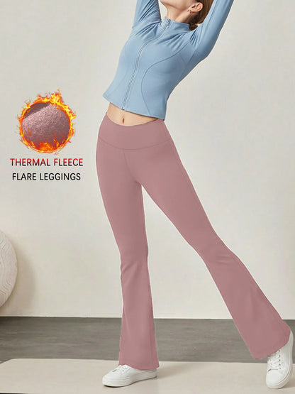Women's Super Soft High Waisted Bootcut Fleece Flare Leggings