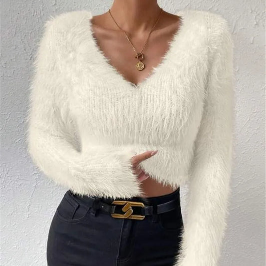 Fluffy Short Pullover  Sweater
