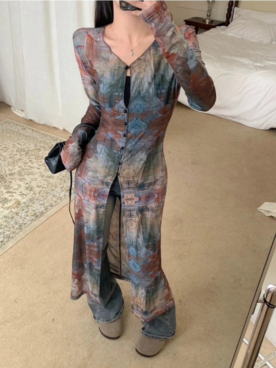 Retro Oil Painting Cardigan