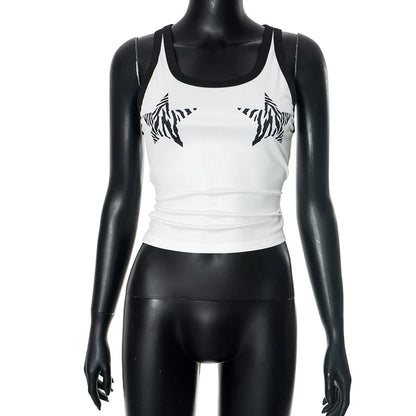 Zebra Stripes Star Pattern Print Top