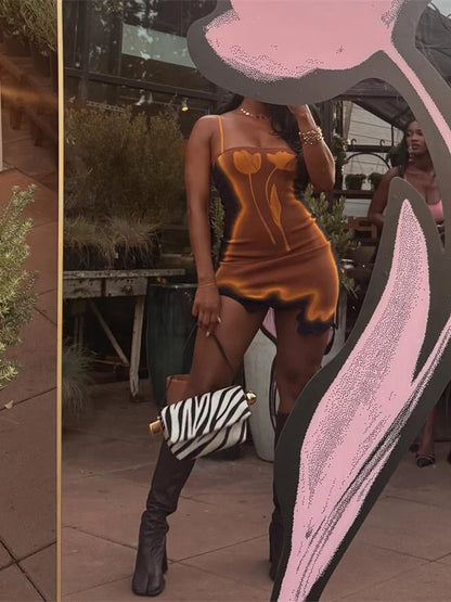 My Honey Tulip Print Mini Dress