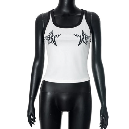 Zebra Stripes Star Pattern Print Top