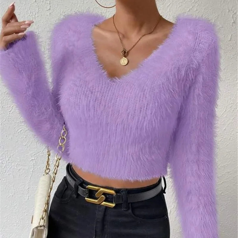 Fluffy Short Pullover  Sweater