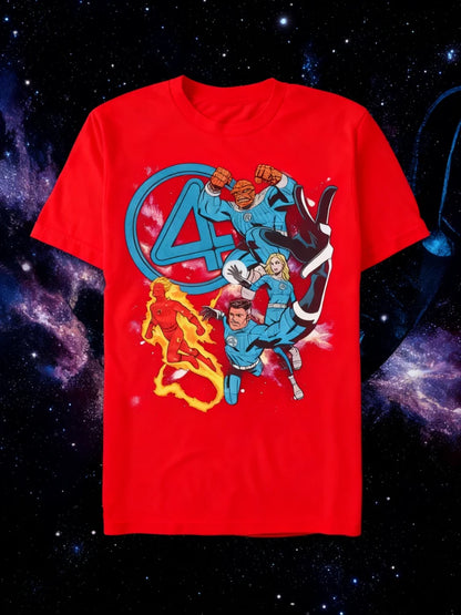 Fantastic Four Comic Print Short Sleeve T-Shirt