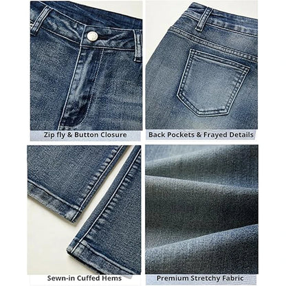 Retro Button-up Low Rise Casual Denim Flared Jeans