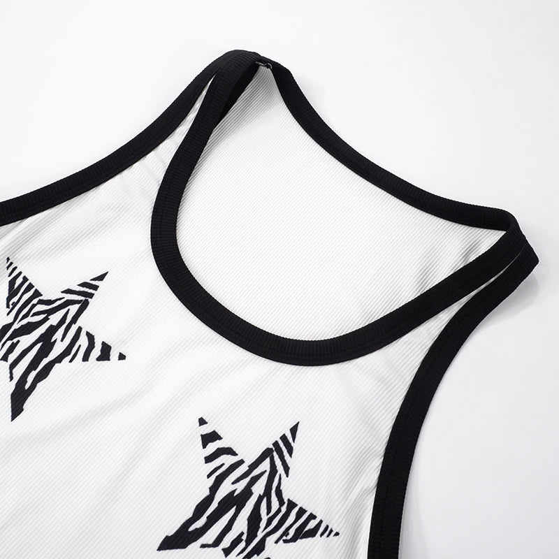 Zebra Stripes Star Pattern Print Top