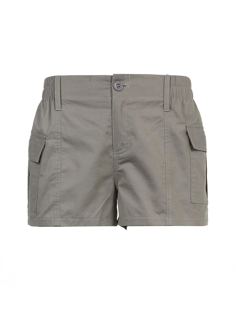 Fashion Cargo Solid Color Low Rise Shorts