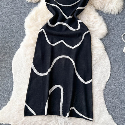 Wavy Lines Fashion Elastic Long Dress