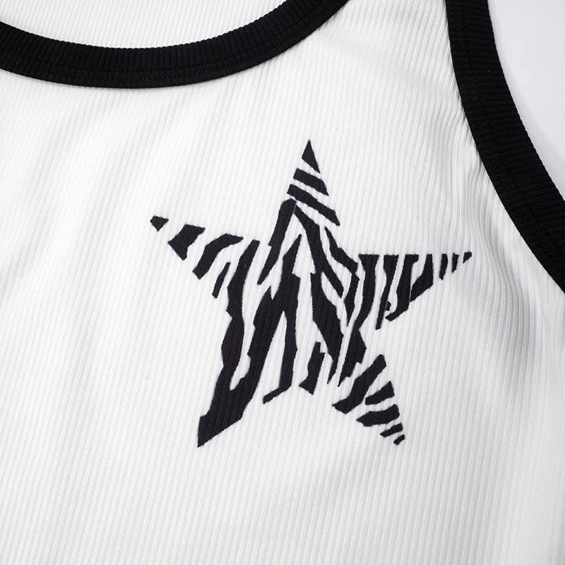 Zebra Stripes Star Pattern Print Top