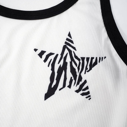 Zebra Stripes Star Pattern Print Top