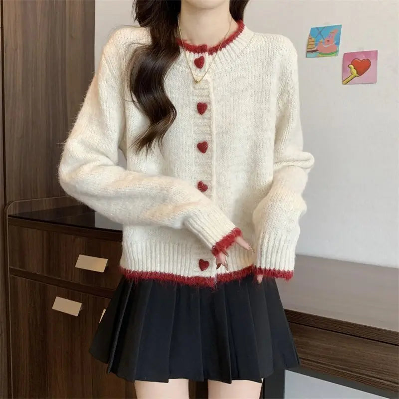 Heart Button Knit Cardigan