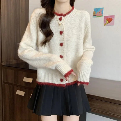 Heart Button Knit Cardigan