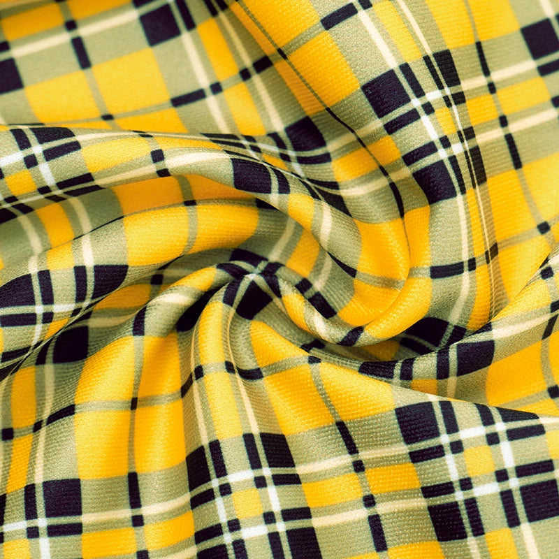 Plaid Print Casual Flared Pants