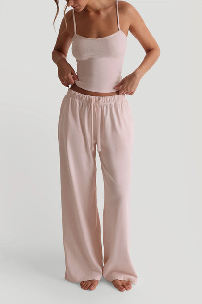 Loose Drawstring Pants Casual Sporty Two Piece Set