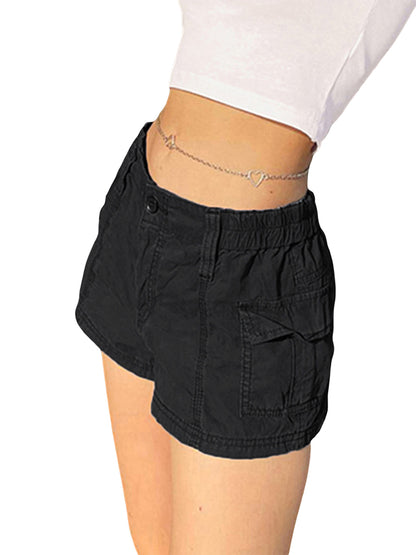 Fashion Cargo Solid Color Low Rise Shorts