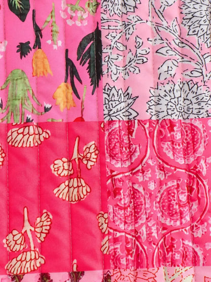 Quilted Lace Up Print Vest