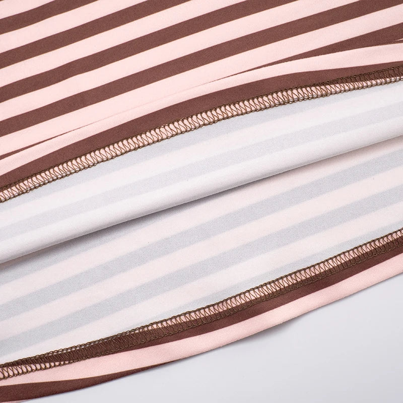 Riley Color-Block Striped Long-Sleeve Crew Neck Short Dress