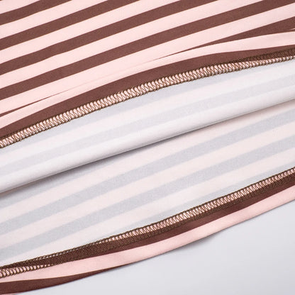 Riley Color-Block Striped Long-Sleeve Crew Neck Short Dress