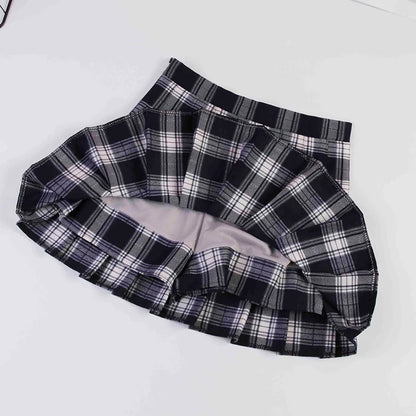 Plaid Pleated High Waist Skirt