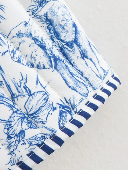 Quilted Lace Up Print Vest