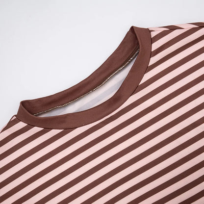 Riley Color-Block Striped Long-Sleeve Crew Neck Short Dress