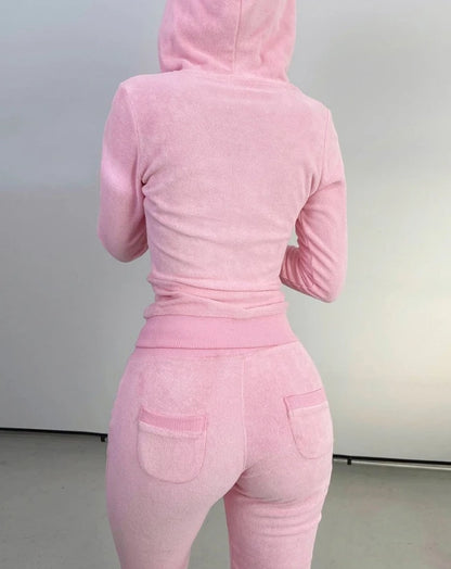 Tank Top & Pants Set with Hooded Coat Commuting Fashion Trousers 3 Piece Outfits