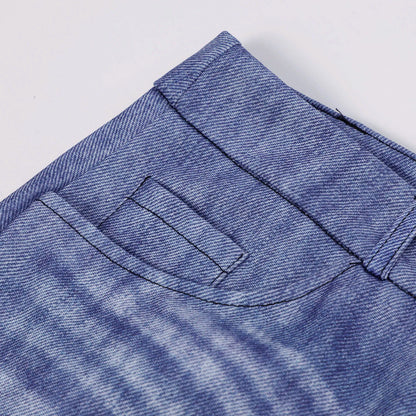 Floral Print High Waist Flared Jeans