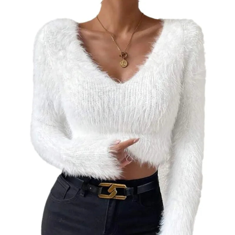 Fluffy Short Pullover  Sweater