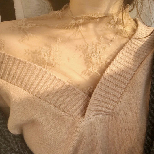 Lace Embroid Mesh Top