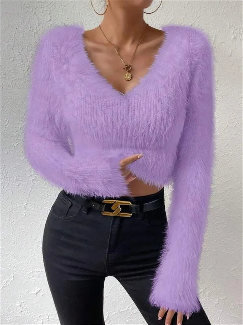 Fluffy Short Pullover  Sweater
