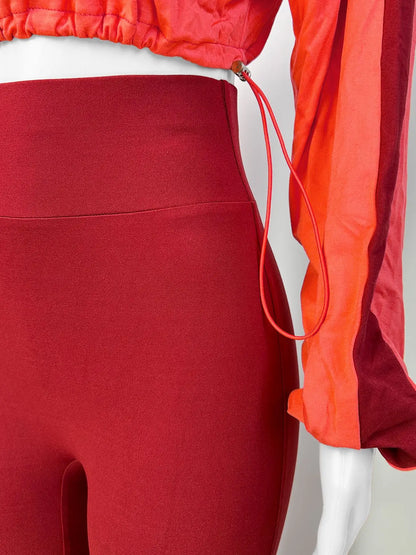 Long Sleeve Patchwork Sweatshirt + Pants Two 2 Piece Sets Outfits Tracksuit