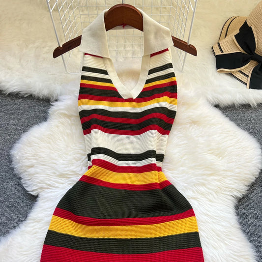Carmine Striped Mini Dress
