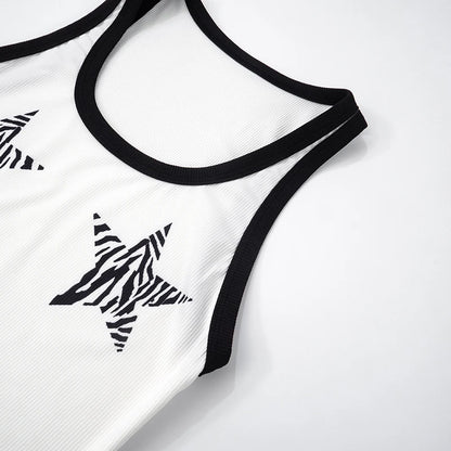 Zebra Stripes Star Pattern Print Top