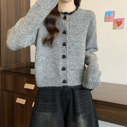 Heart Button Knit Cardigan