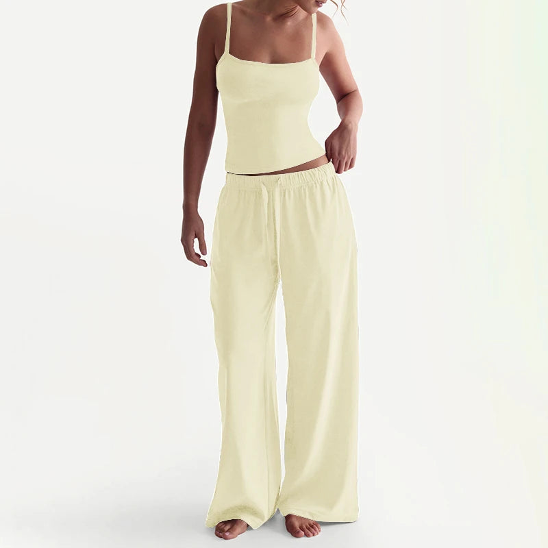 Loose Drawstring Pants Casual Sporty Two Piece Set